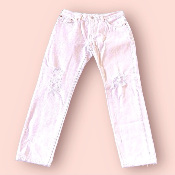 Levi’s 501 Distressed Jeans Womens Size 30 Original White - Picture 1 of 10